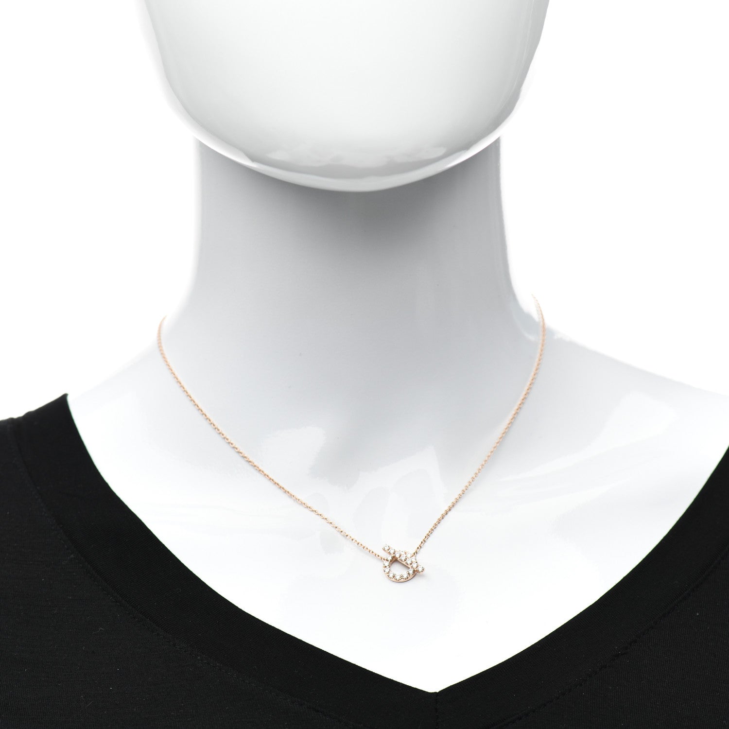Hermes 18K Rose Gold Diamond Finesse Pendant Necklace 2 of 4