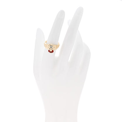 Gucci 18K Yellow Gold Diamond Fire Opal Lion Head Ring 54 6.75 2 of 7
