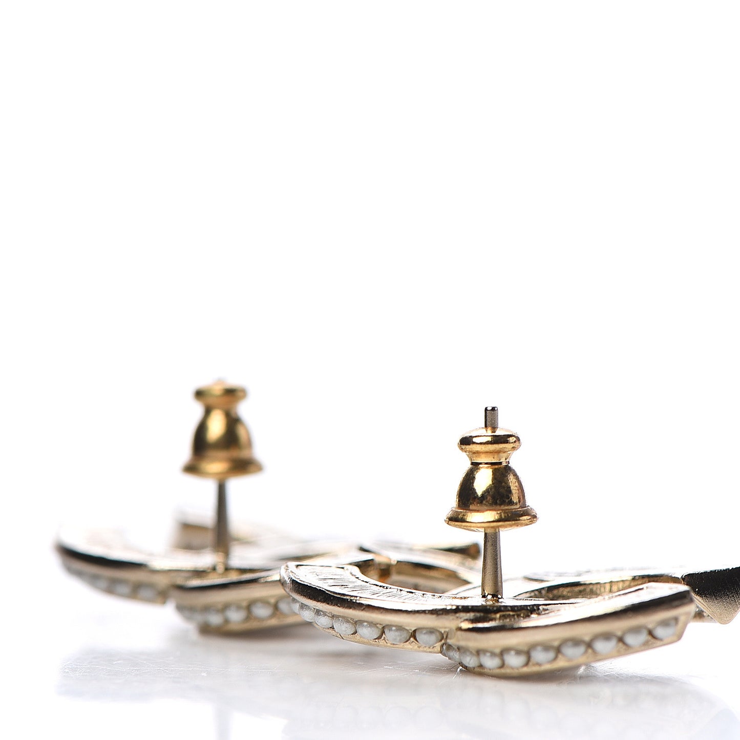 Pearl Crystal CC Earrings Gold