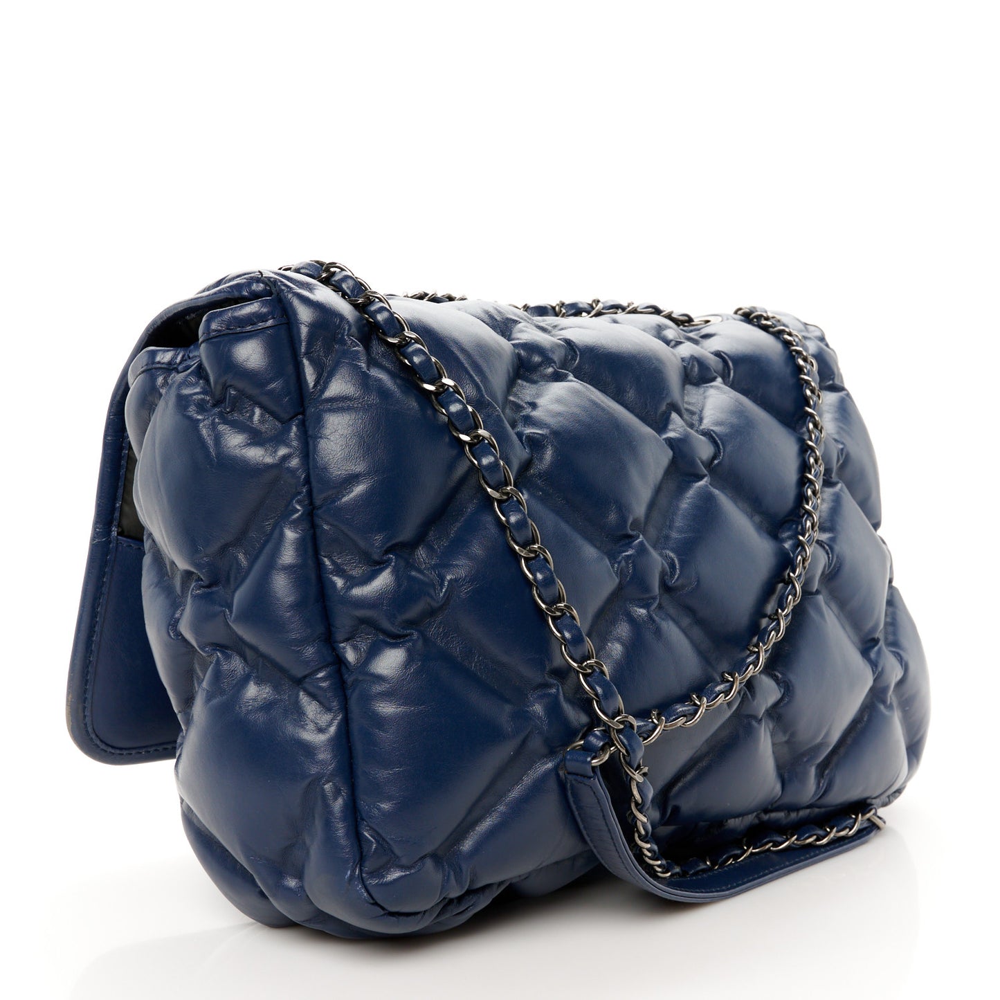 Calfskin Quilted Large Chesterfield Flap Navy