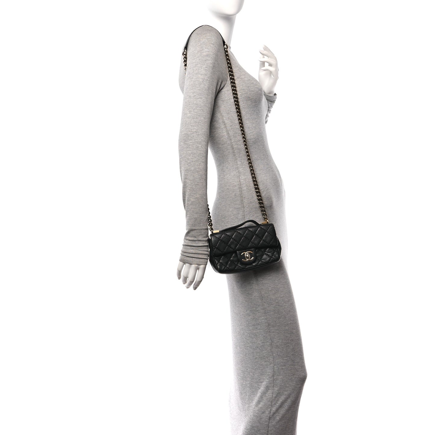 Calfskin Quilted Mini Urban Day Flap Black