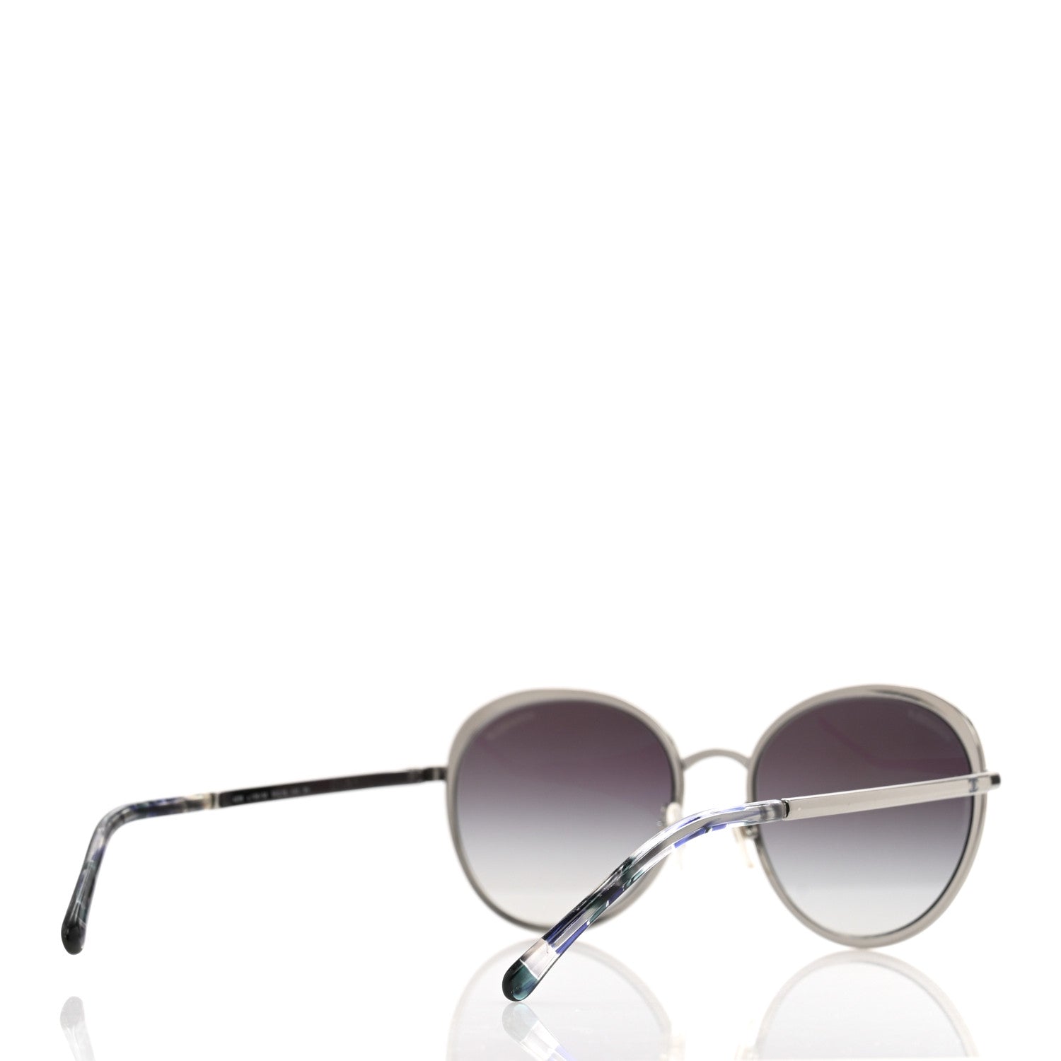 Chanel Round Spring Sunglasses 4206 Black Silver 4 of 7