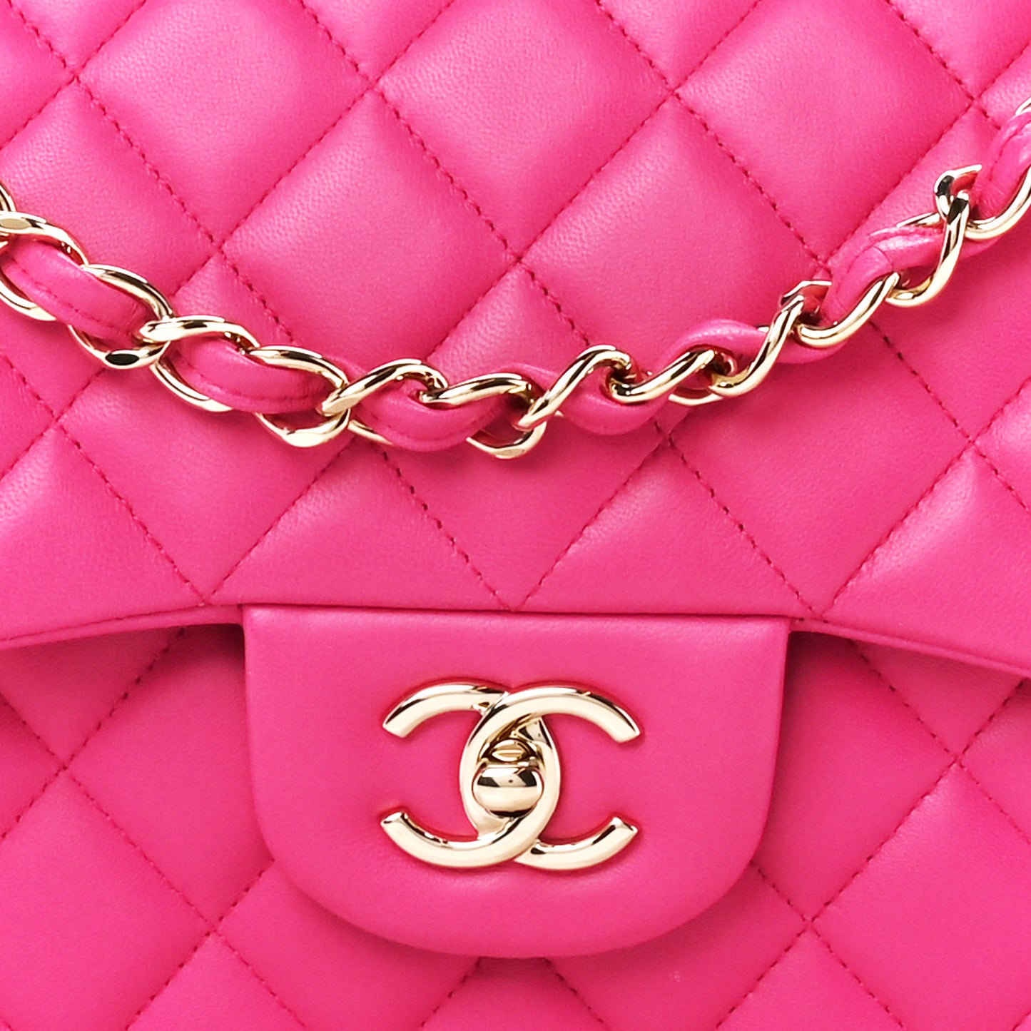Lambskin Quilted Jumbo Double Flap Dark Pink
