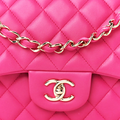 Chanel Lambskin Quilted Jumbo Double Flap Dark Pink 9 of 12