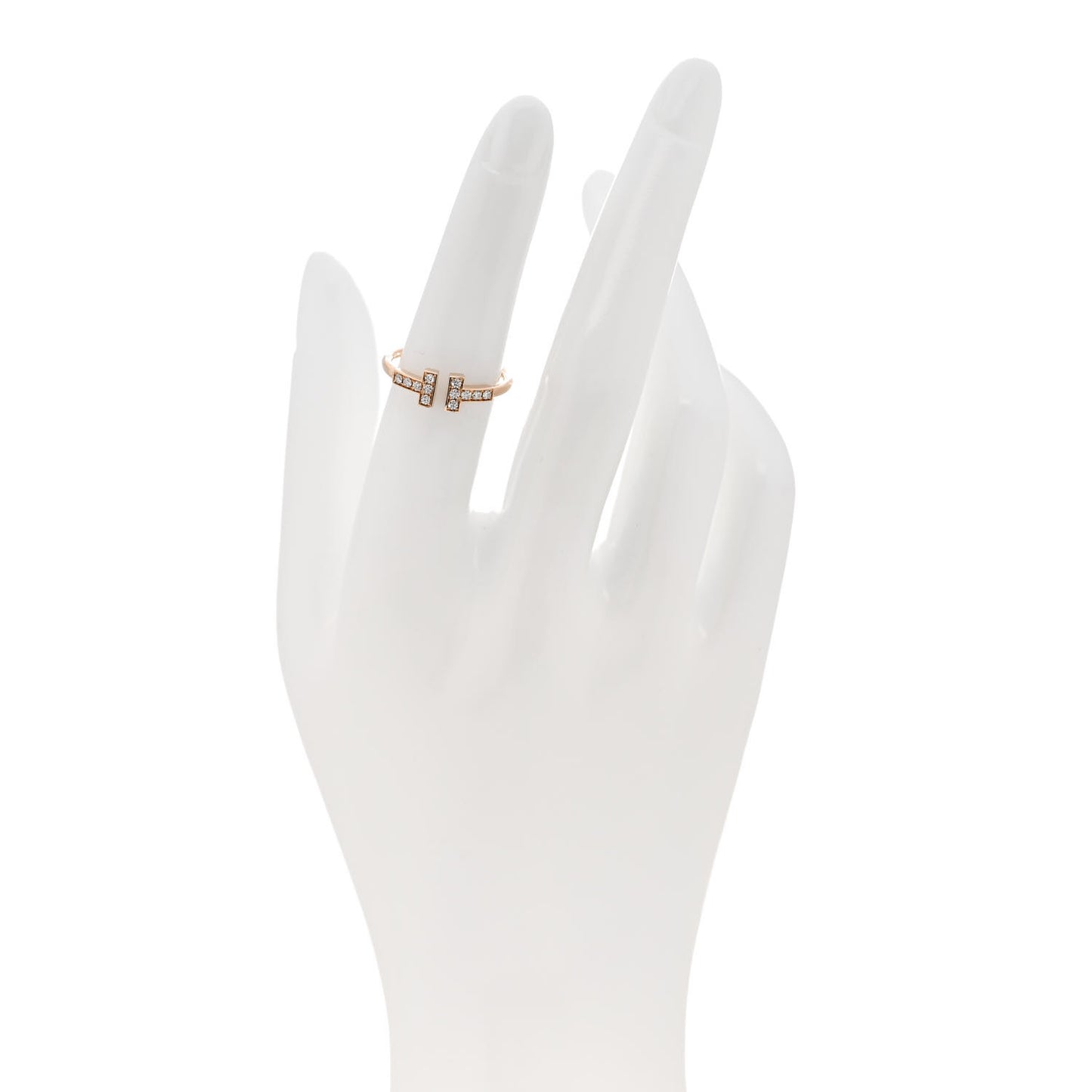 18K Rose Gold Diamond T Wire Ring 50 5.5