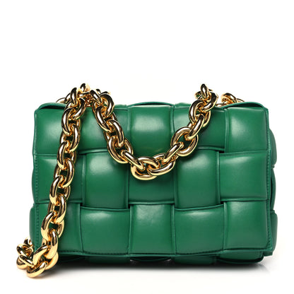 Bottega Veneta Lambskin Maxi Intreccio Padded Chain Cassette Crossbody Bag Racing Green 1 of 10