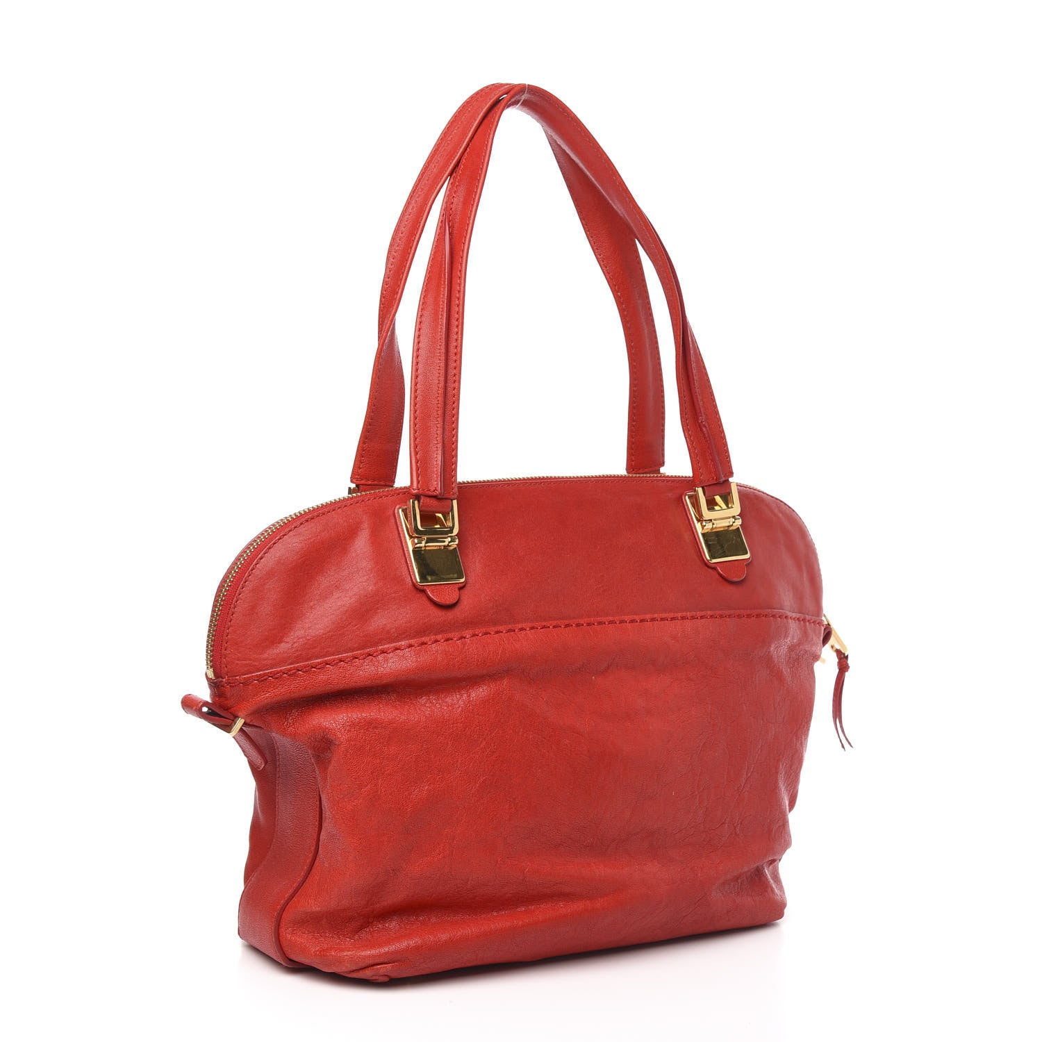 Chloe Lambskin Large Angie Shoulder Bag Red 3 of 12