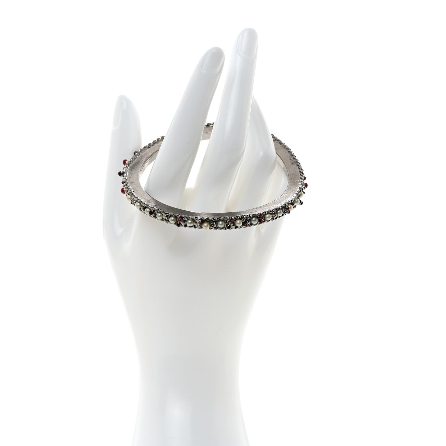 Ruthenium Pearl Bead Bangle
