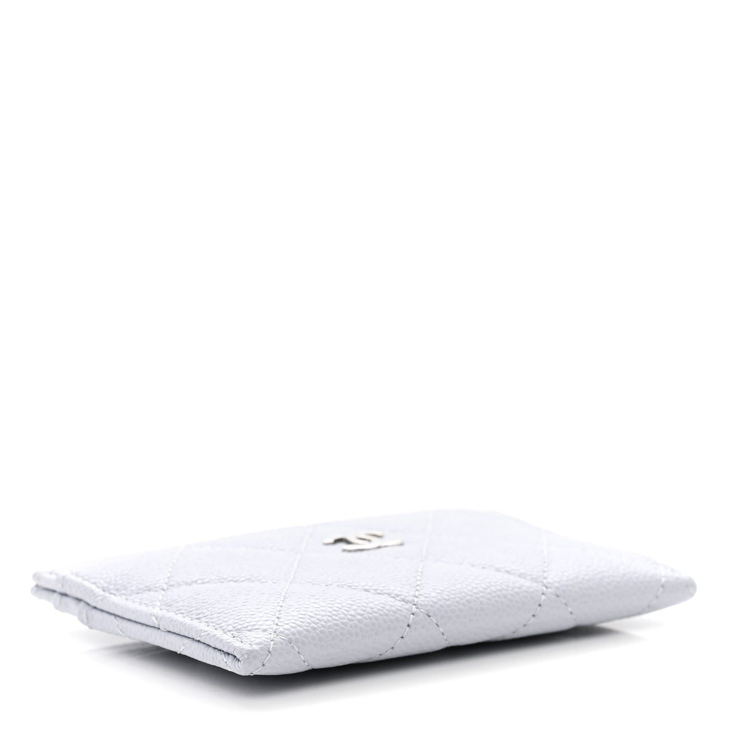 Caviar Quilted Card Holder Light Grey