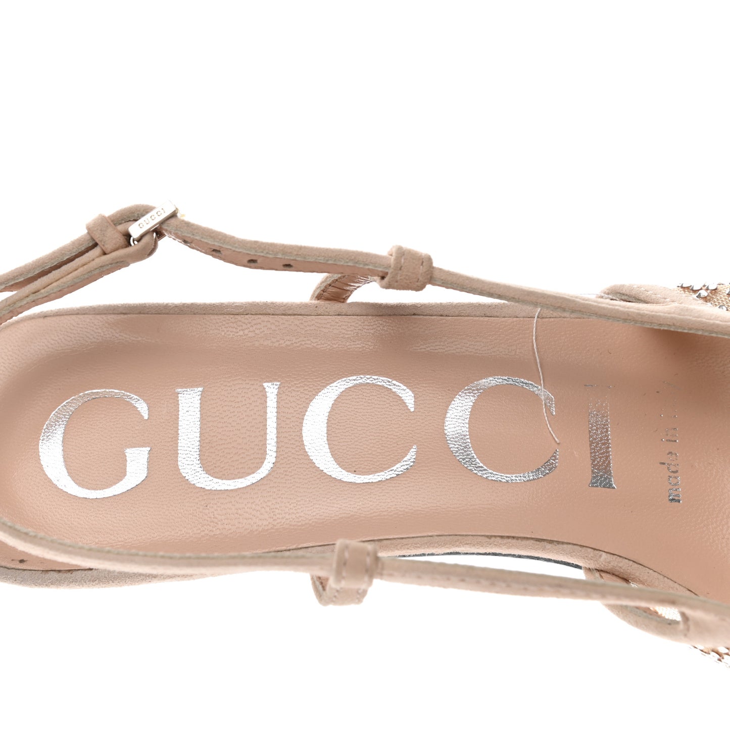 Tela Retino Kid Scamosciato Crystal GG Monogram Square G 35mm Slingback Pumps 36.5 Light Powder Skin Rose