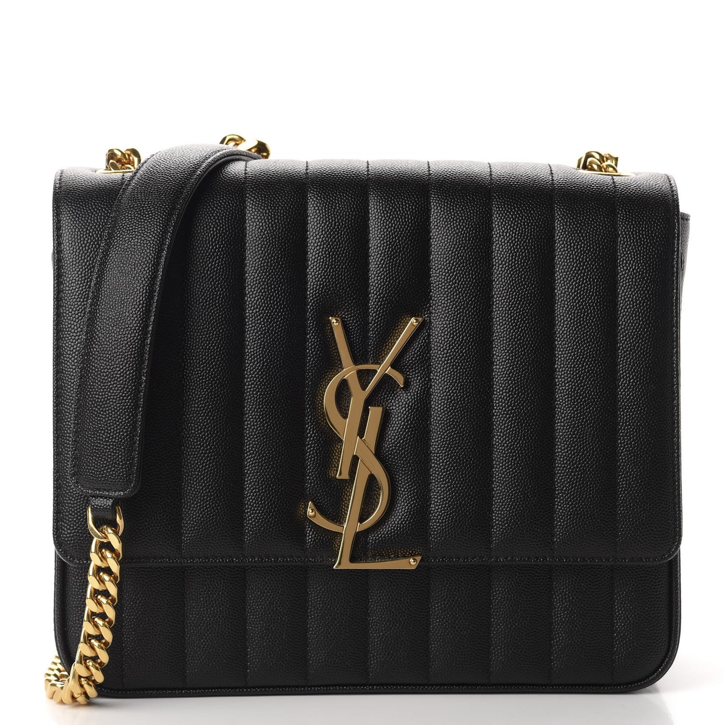 Grain De Poudre Matelasse Monogram Large Vicky Chain Bag Black