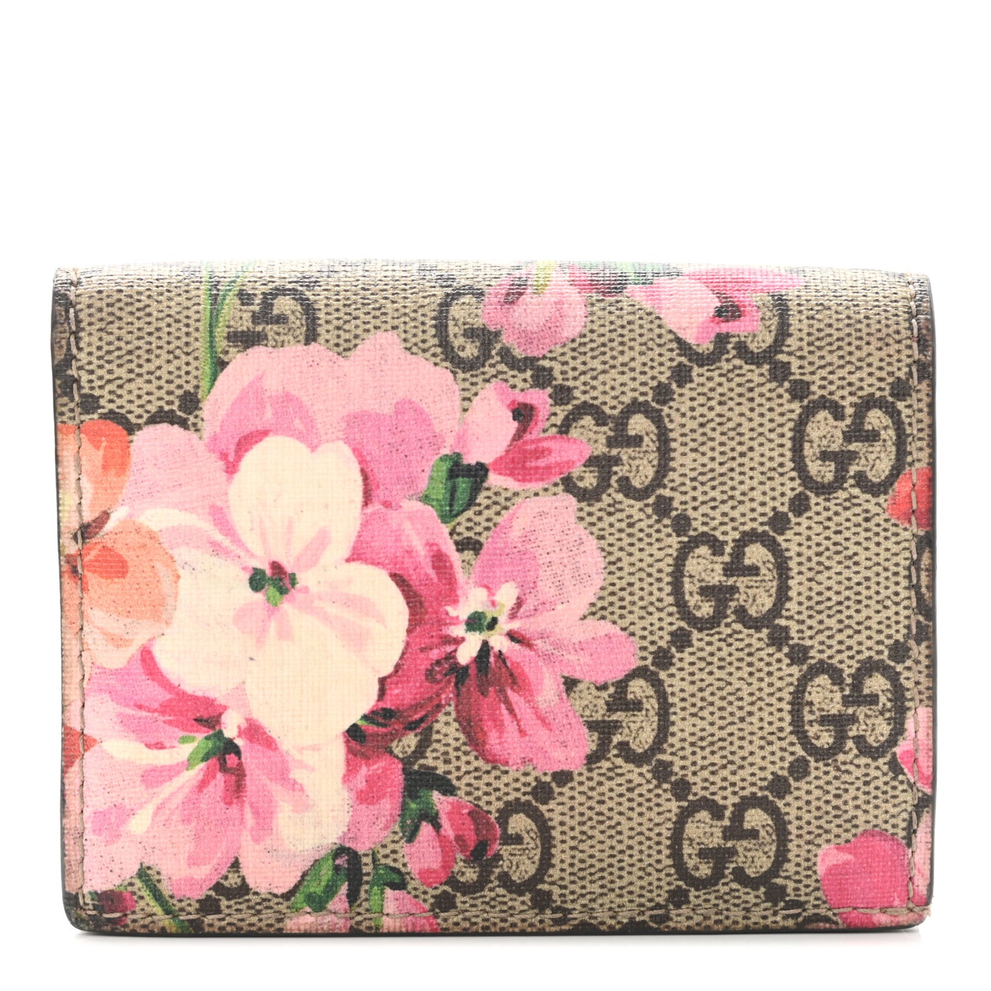 GG Supreme Monogram Blooms Card Case Beige Multicolor Dry Rose