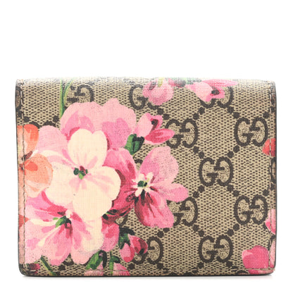 Gucci GG Supreme Monogram Blooms Card Case Beige Multicolor Dry Rose 1 of 7