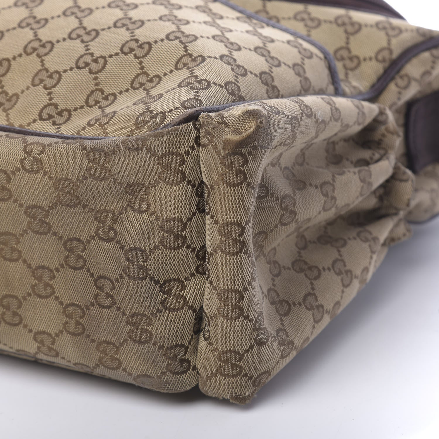Gucci Monogram Natural Pigskin Large Diaper Bag Beige Ebony Cocoa Dark Chocolate 19 of 23