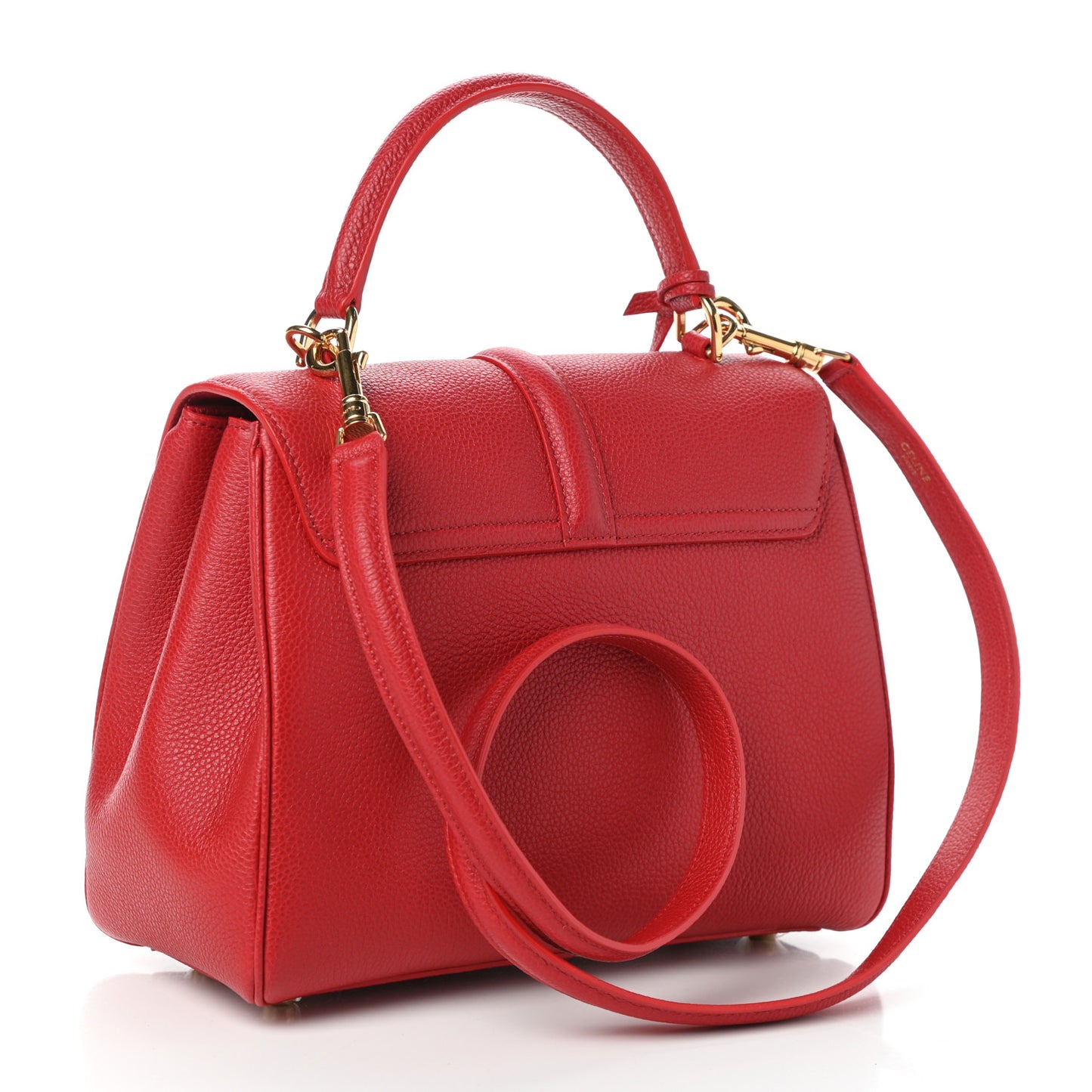 Grained Calfskin Small 16 Top Handle Bag Red