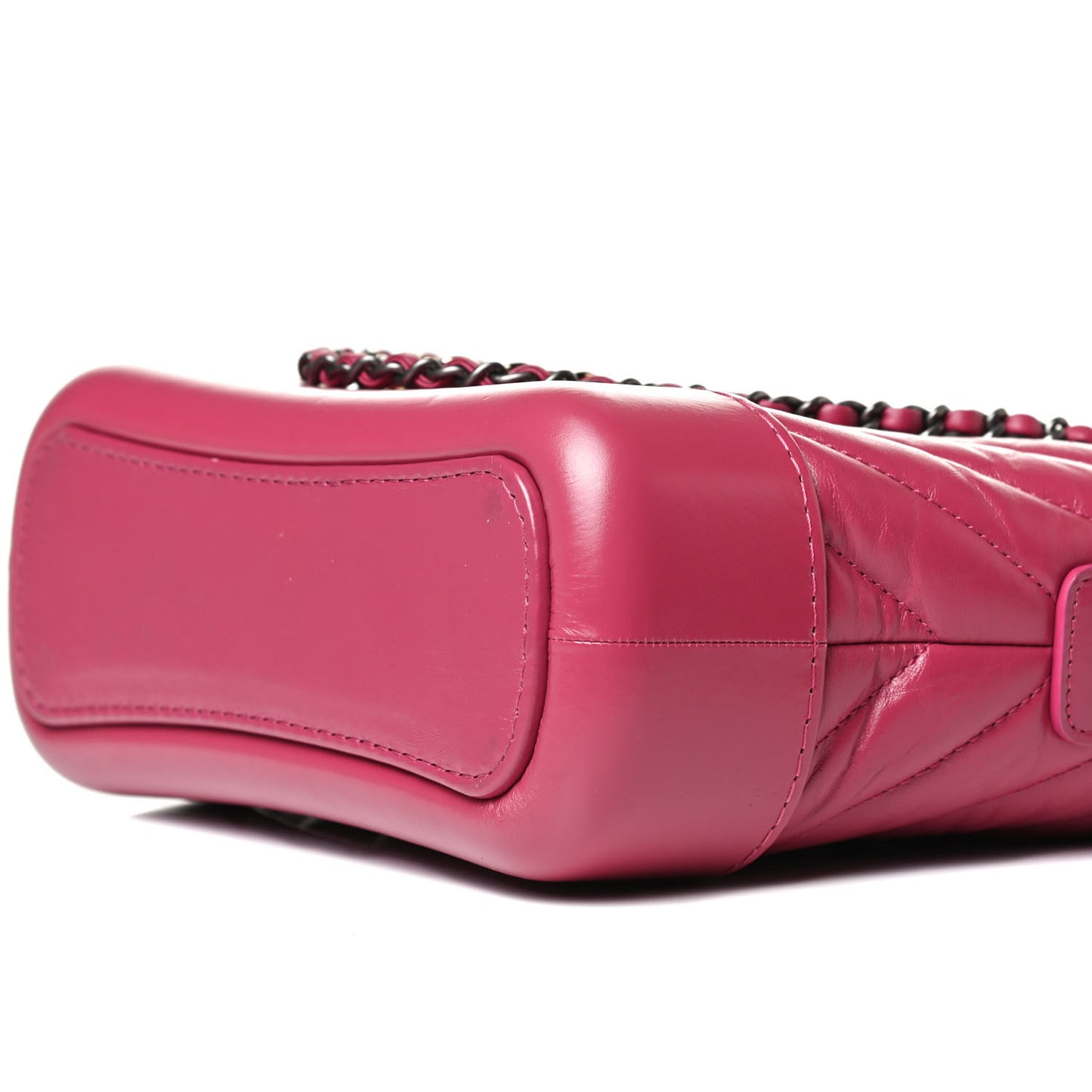 Aged Calfskin Chevron Quilted Small Gabrielle Hobo Dark Pink