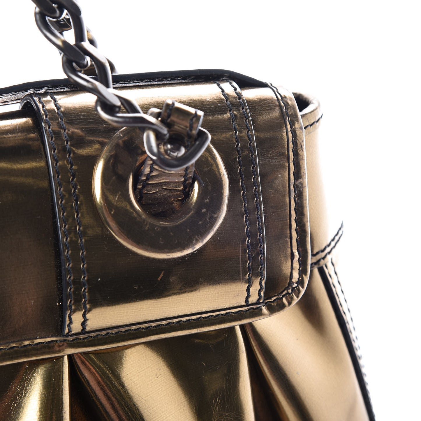 Patent Calfskin B Bag Gold