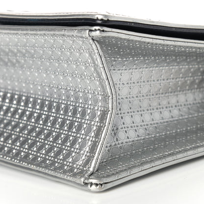 Christian Dior Metallic Patent Micro-Cannage Medium Diorama Flap Bag Silver 10 of 11