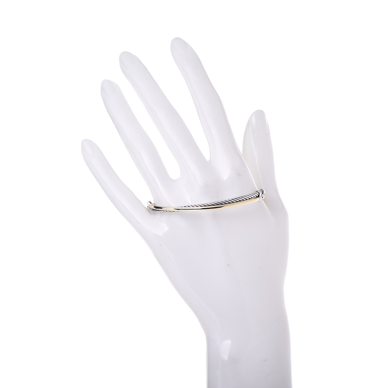 David Yurman Sterling Silver 18K Yellow Gold 3mm Crossover Bracelet 2 of 5