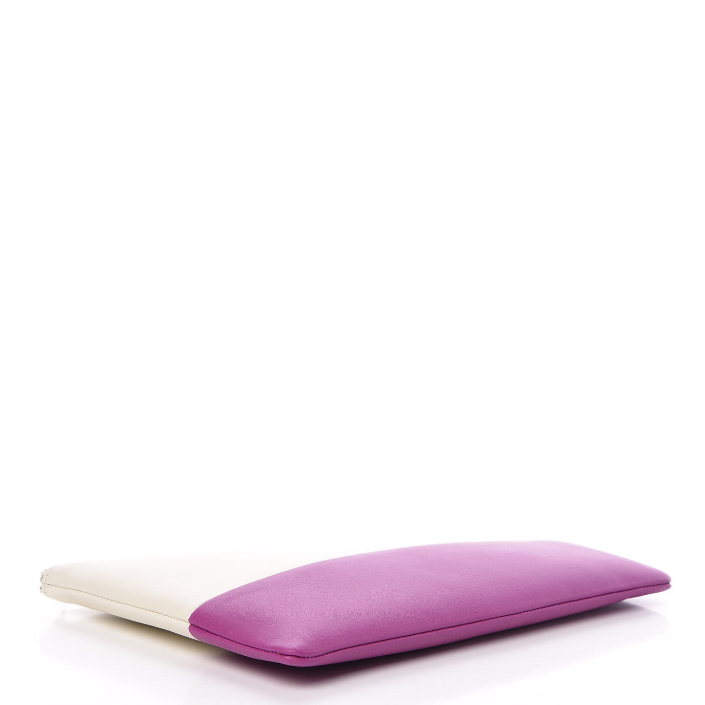 Lambskin Bi-Color Solo Clutch Pouch White Magenta