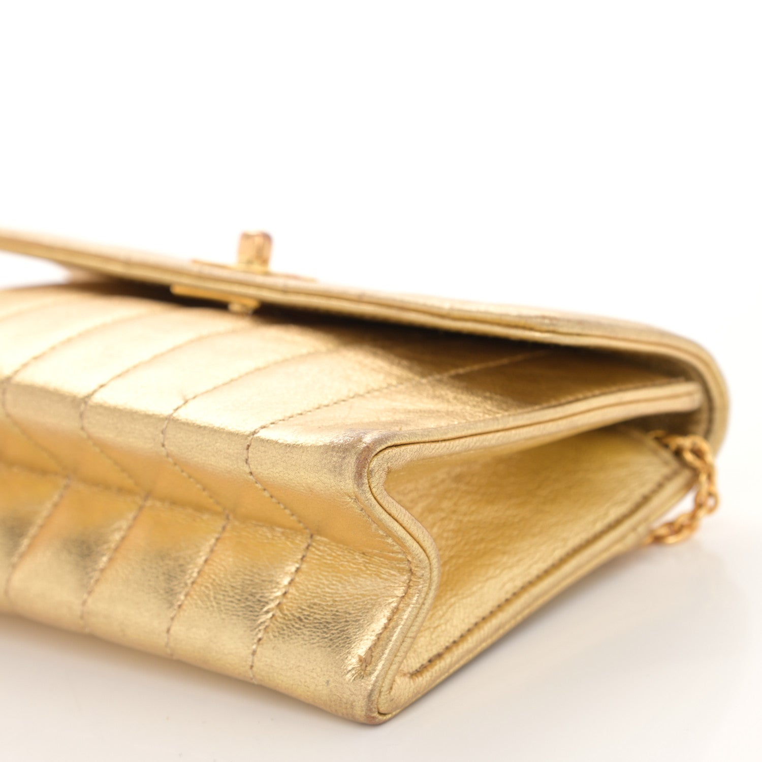 Chanel Metallic Lambskin Vertical Quilted Mini Flap Gold 10 of 12