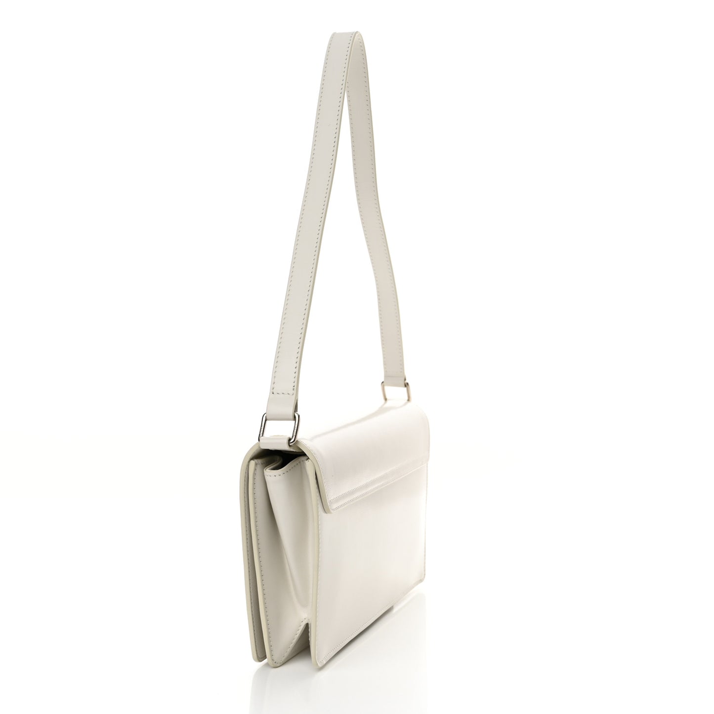 Shiny Calfskin Trapeze Triomphe Bag White
