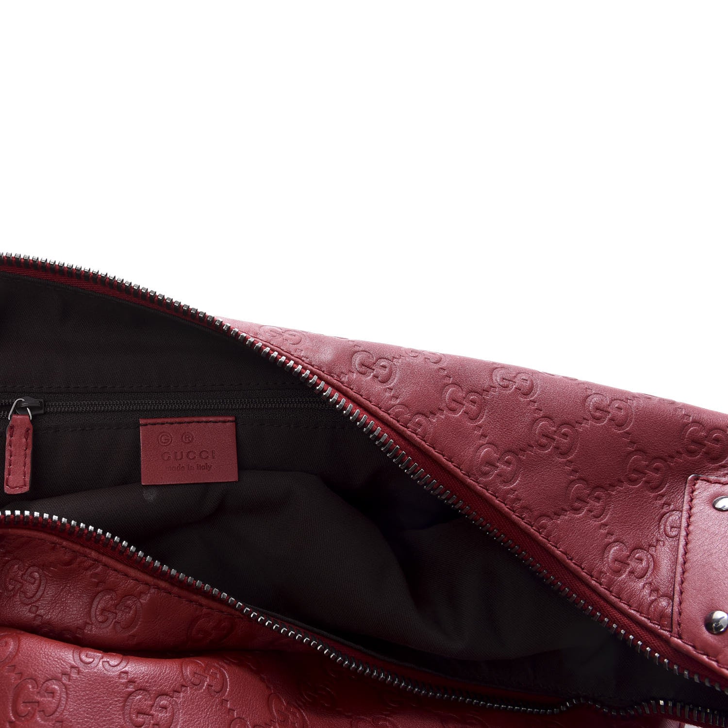 Gucci Guccissima Half Moon Bamboo Ring Hobo Red 9 of 11