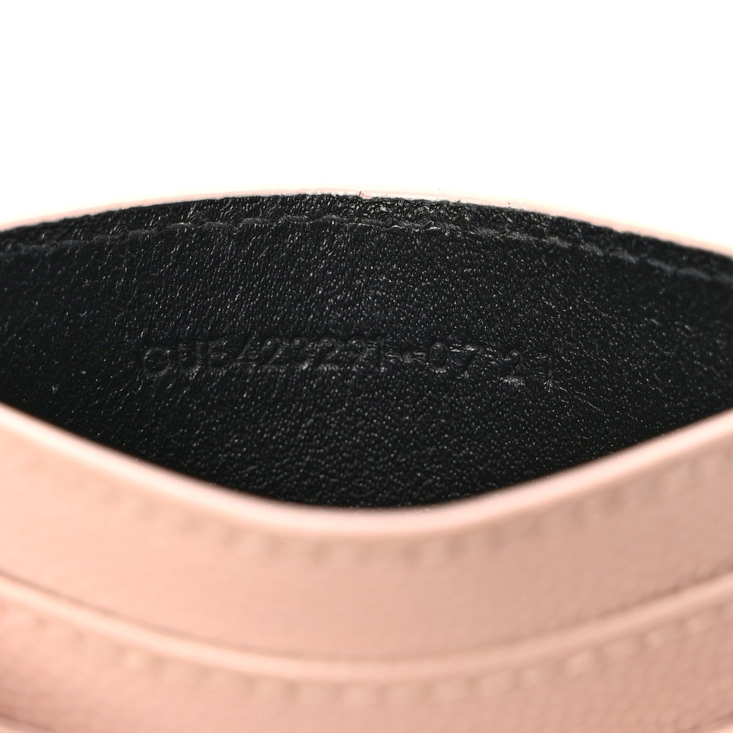 Saint Laurent Grain De Poudre Matelasse Chevron Monogram Credit Card Case Pale Pink 7 of 7