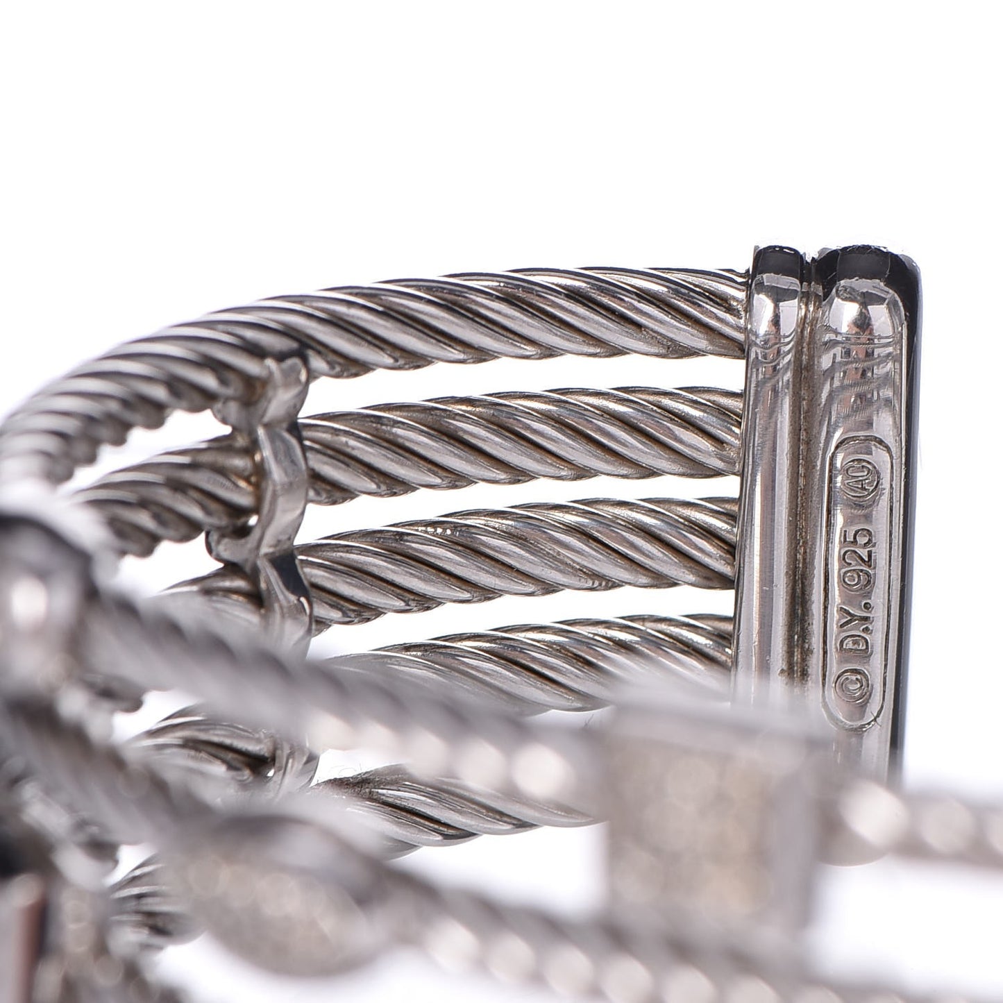 Sterling Silver Diamond Five Row Confetti Cuff Bracelet