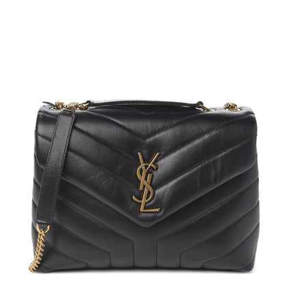 Saint Laurent Calfskin Y Quilted Monogram Small Loulou Chain Satchel Black 1 of 9