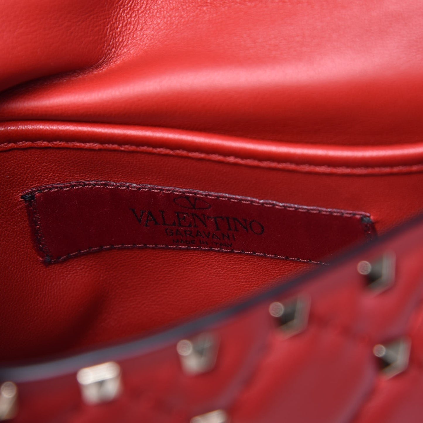 Nappa Small Rockstud Spike Shoulder Bag Rosso Valentino