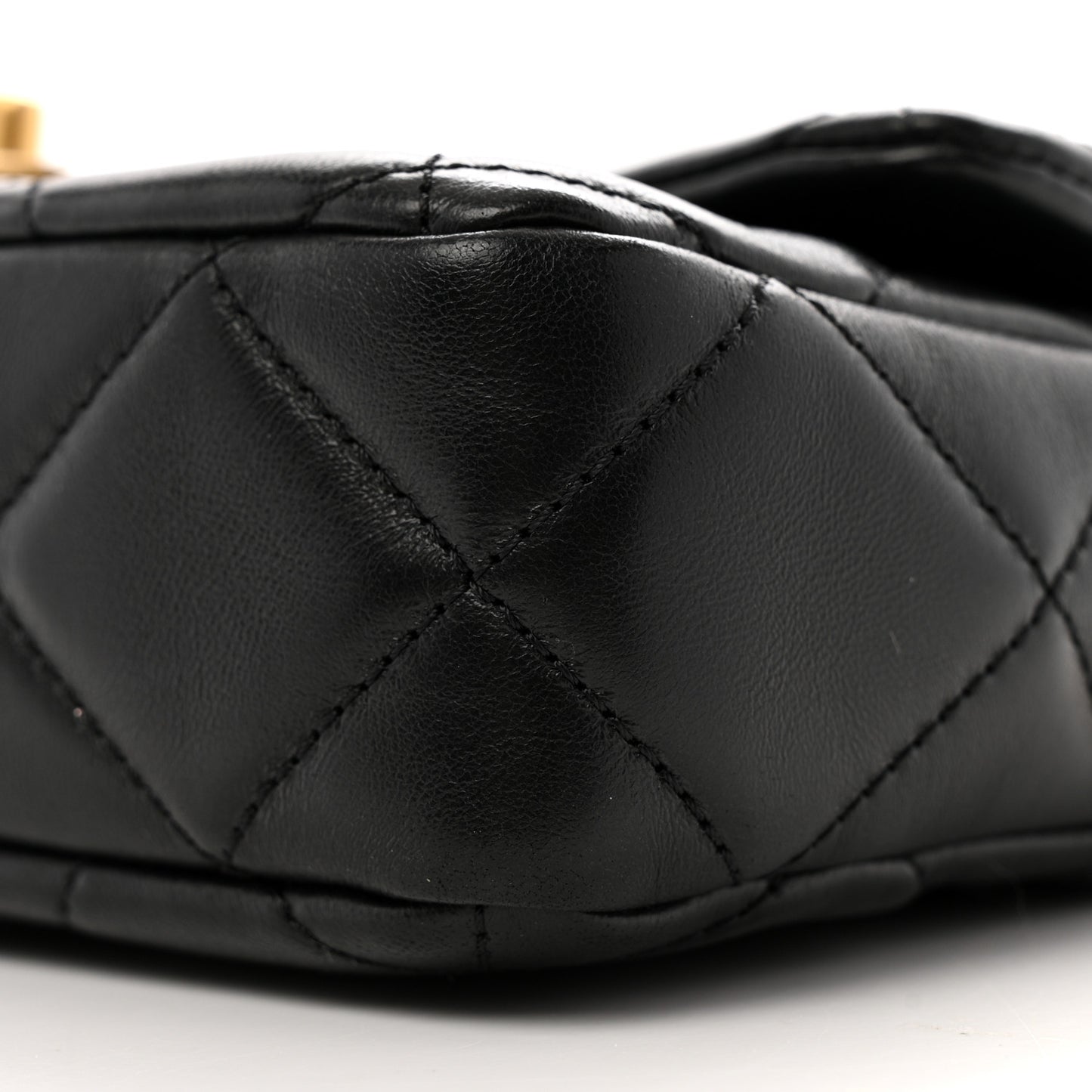 Lambskin Enamel Quilted Pending CC Square Flap Black