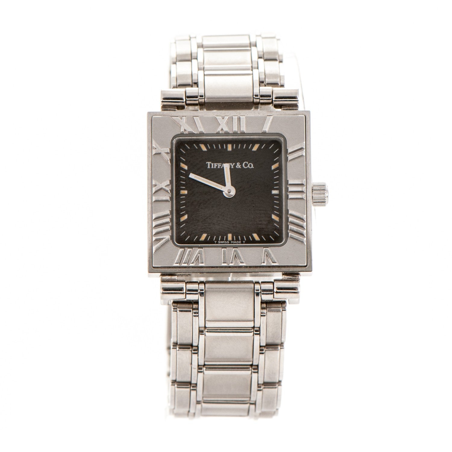 Tiffany Stainless Steel 23mm Atlas Square Quartz Watch Black 1 of 6