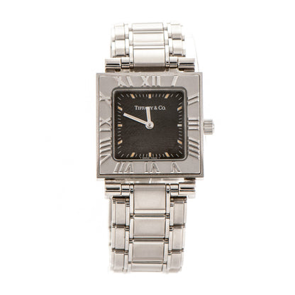 Tiffany Stainless Steel 23mm Atlas Square Quartz Watch Black 1 of 6
