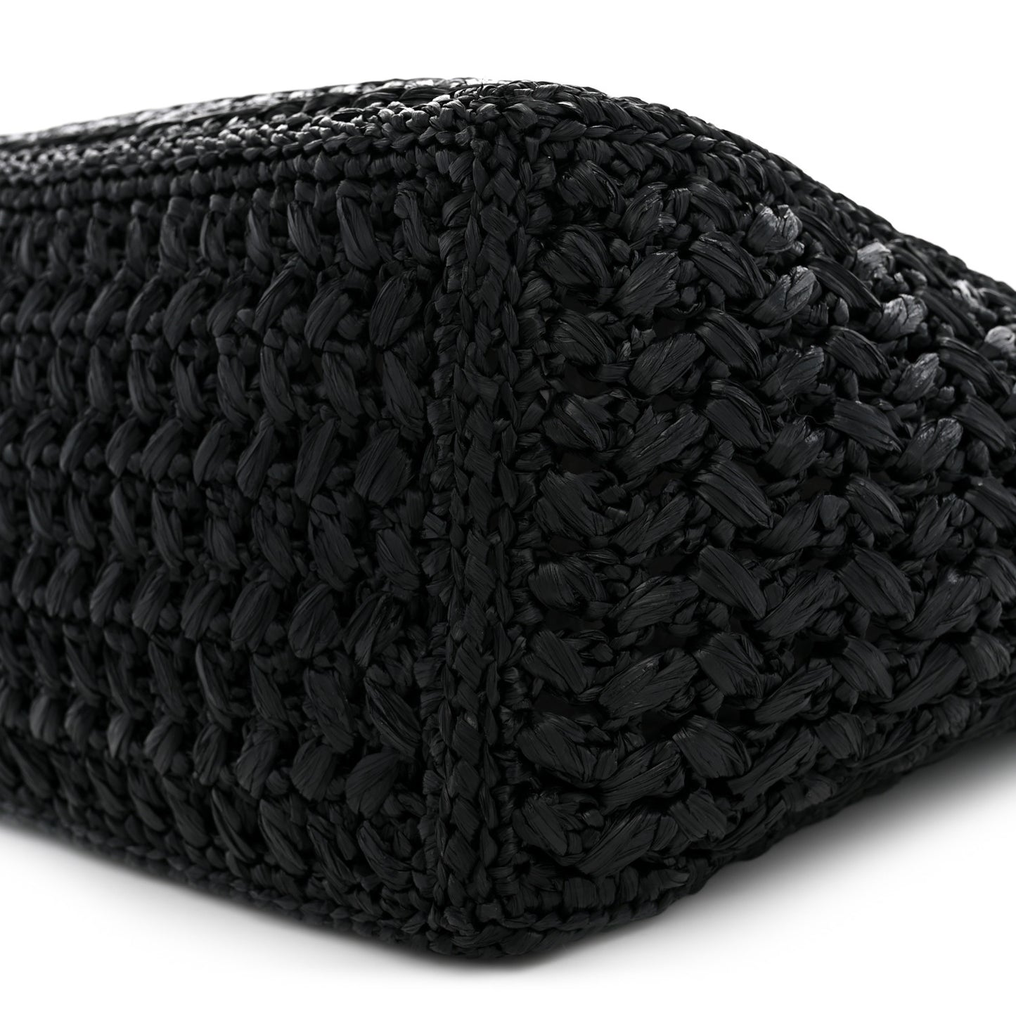 Raffia Effect Calfskin Coco Beach Shopping Tote Black
