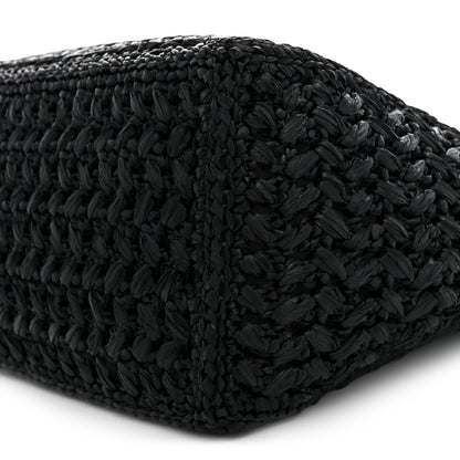 Chanel Raffia Effect Calfskin Coco Beach Shopping Tote Black 10 of 10