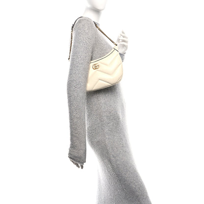 Gucci Calfskin Matelasse GG Marmont Half Moon Hobo White 2 of 10