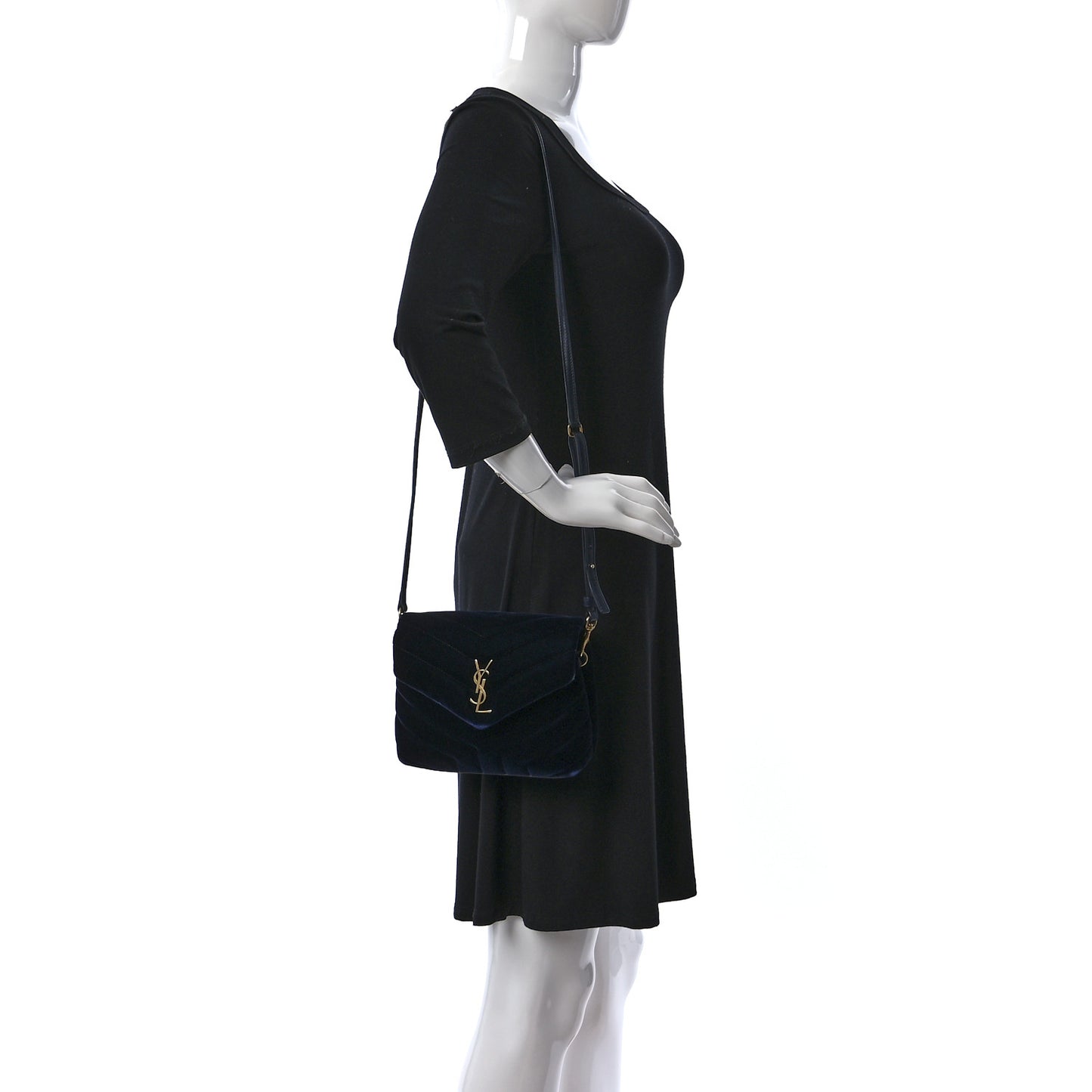 Velvet Y Quilted Monogram Toy Loulou Crossbody Bag Deep Marine