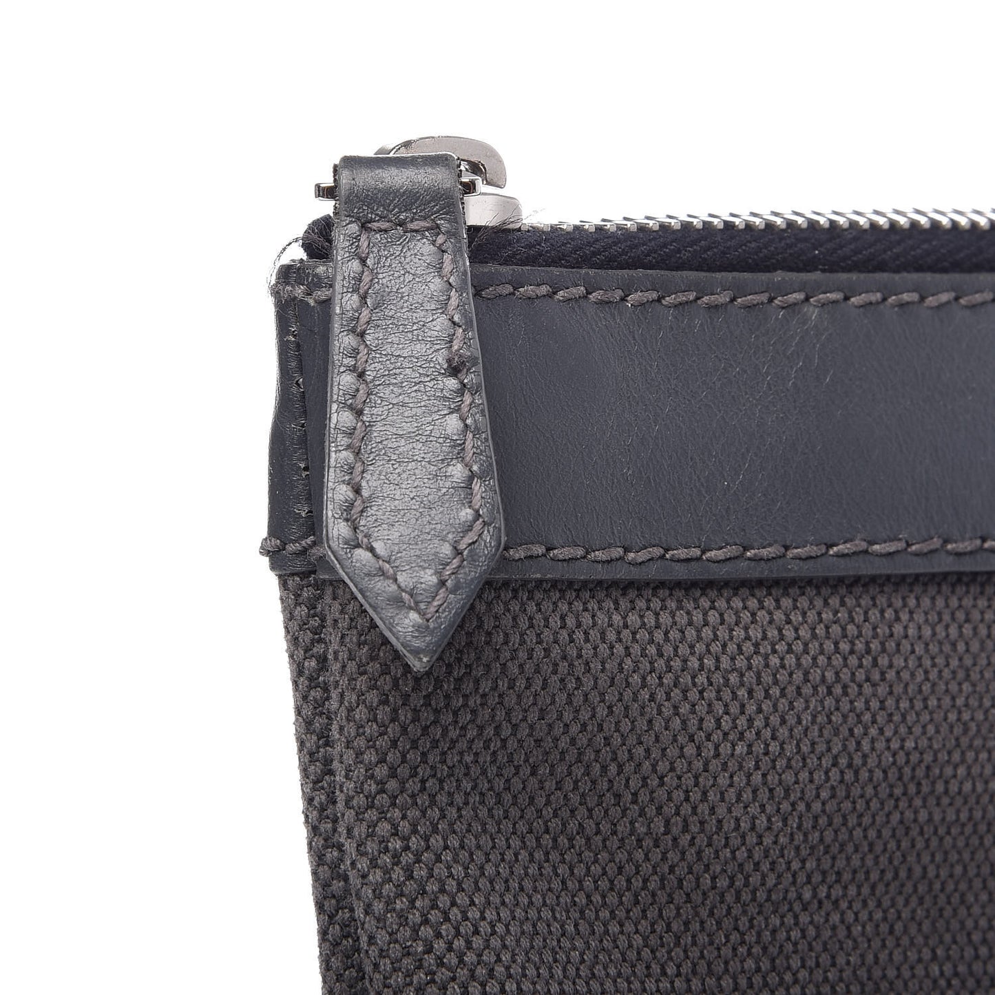 Cotton Canvas Calfskin Logo Clutch Ombre Grey Gradient