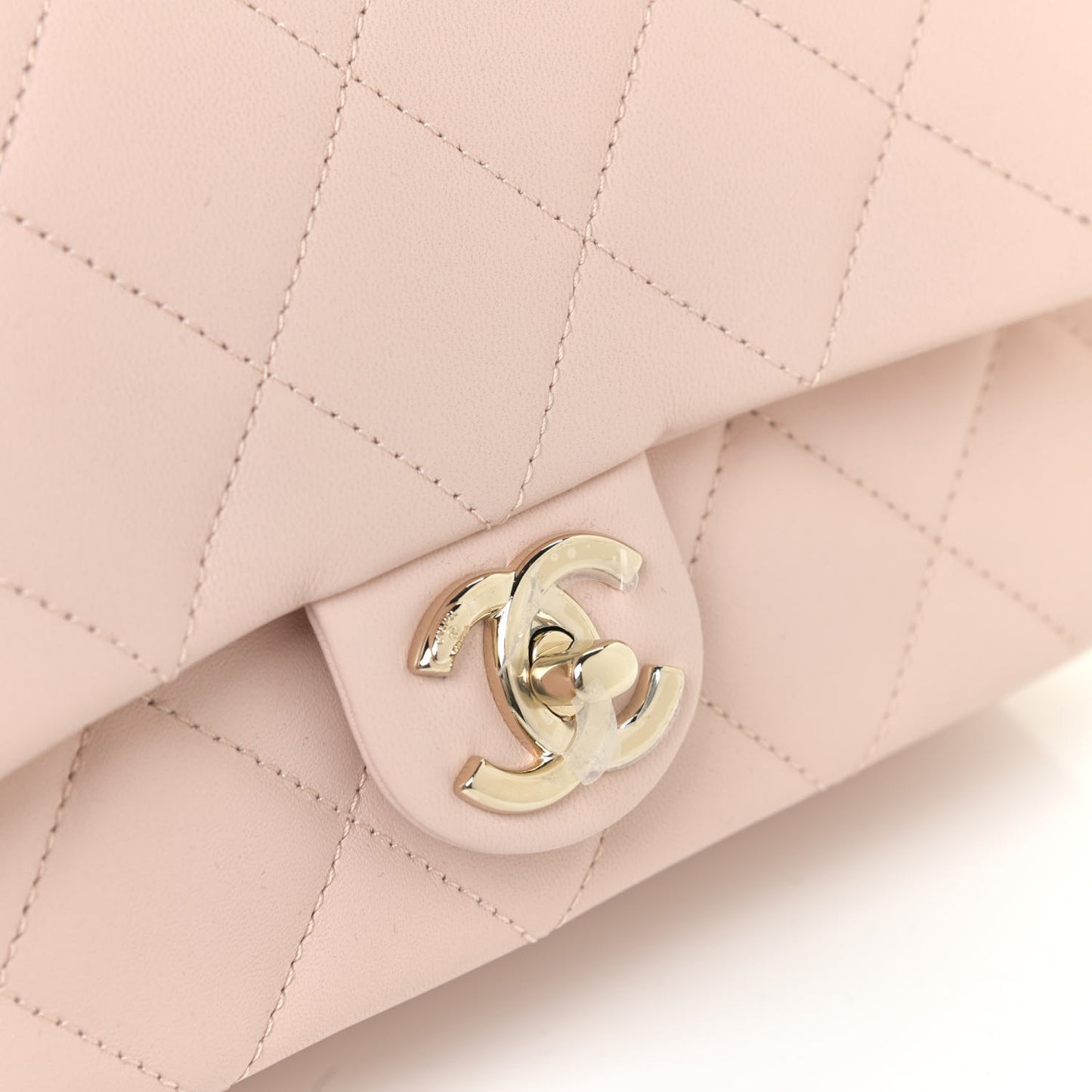 Lambskin Quilted Resin Bi-Color Chain Flap Bag Light Beige