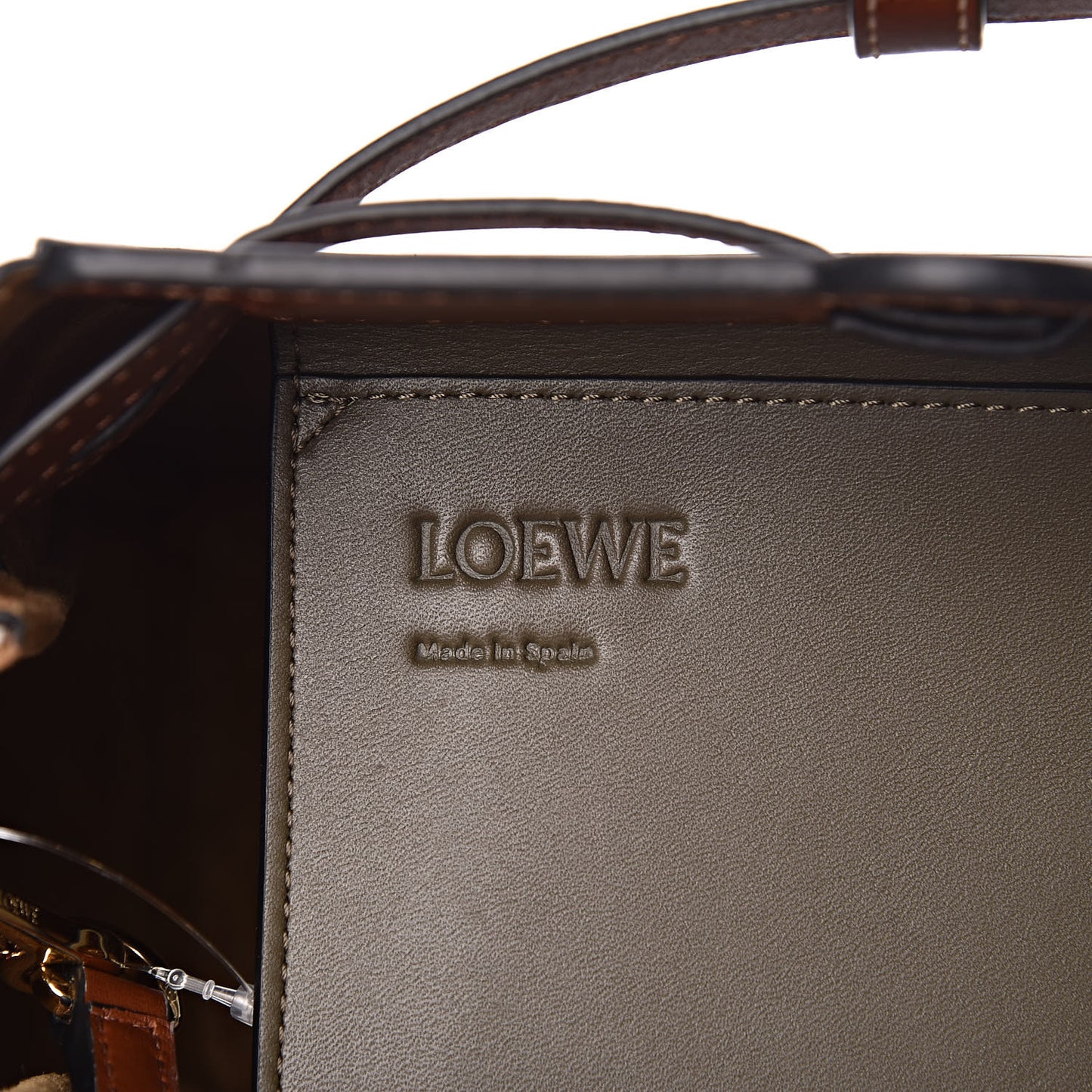Calfskin Linen Mini Lazo Tote Khaki Green