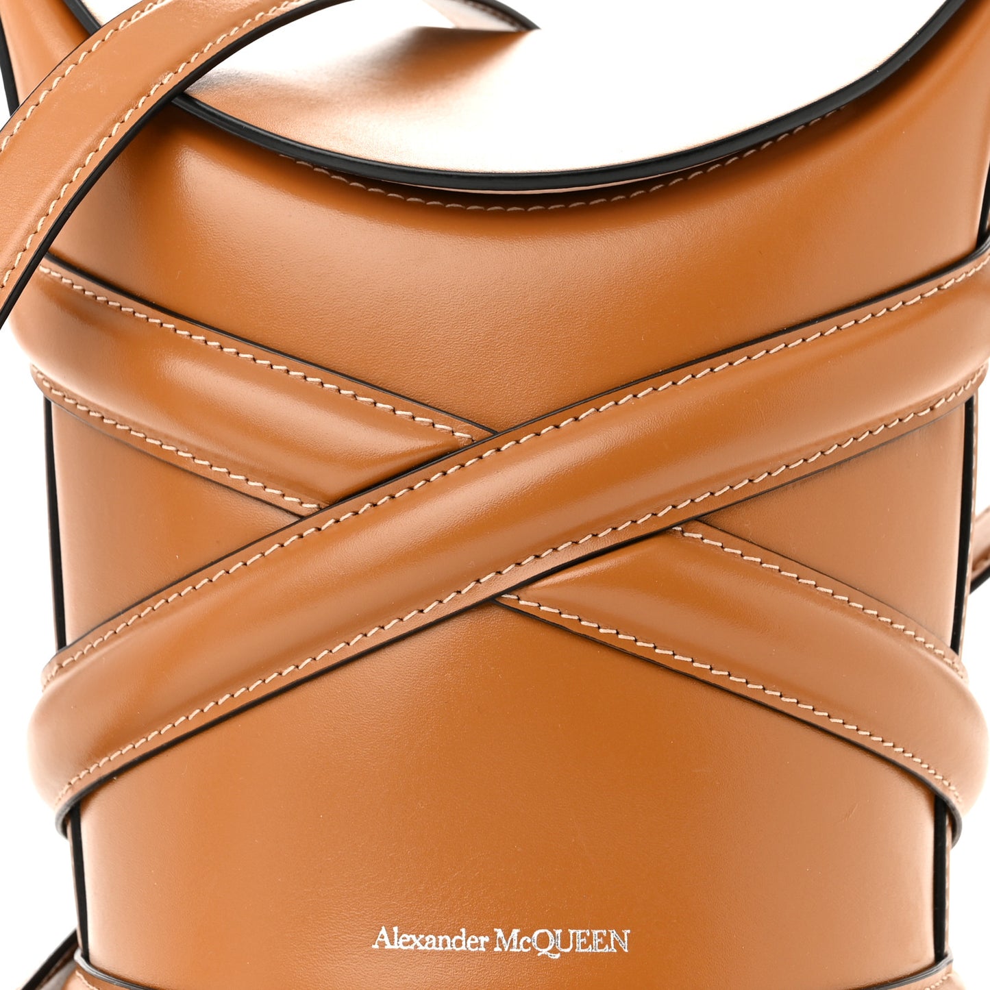 Calfskin The Curve Small Shoulder Bag Tan