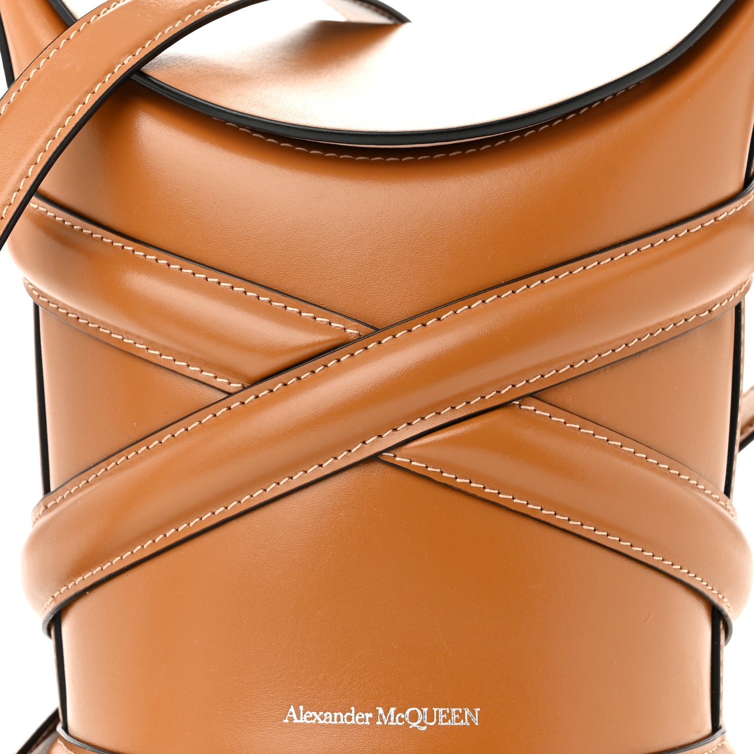 Alexander McQueen Calfskin The Curve Small Shoulder Bag Tan 7 of 17