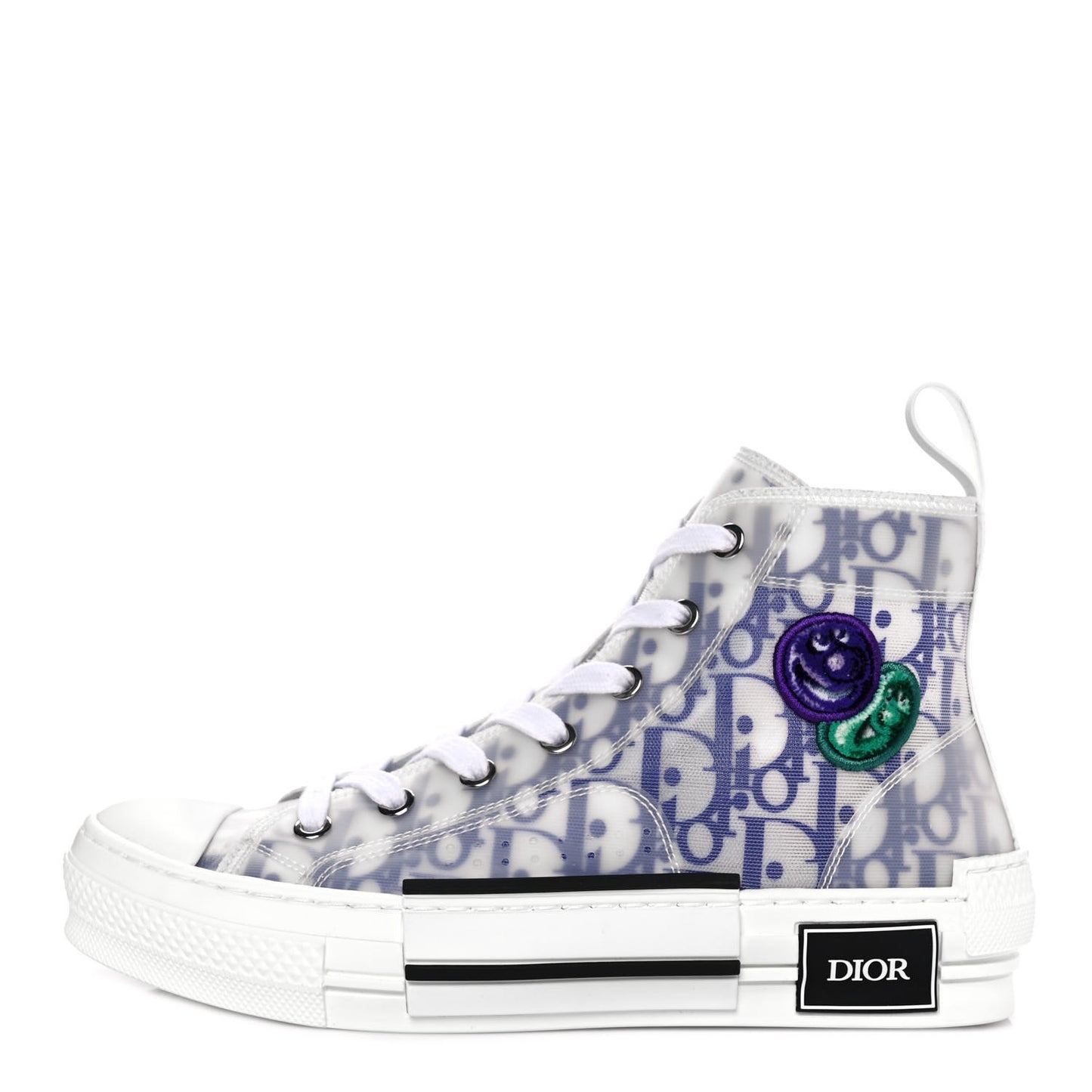 X KENNY SCARF Technical Canvas Oblique Patch Mens B23 High Top Sneakers 37 White Blue