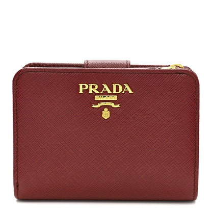 Prada Saffiano Metal Multicolor Compact Wallet Granato 1 of 8