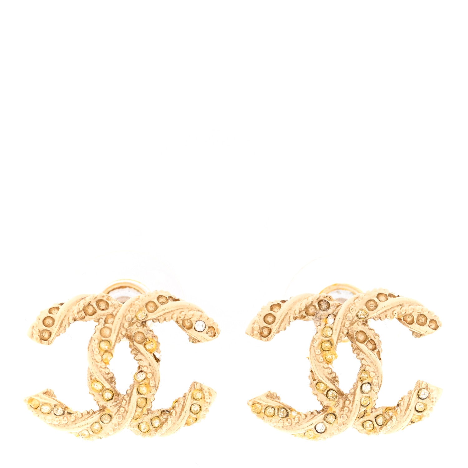 Chanel Crystal Twisted CC Earrings Gold 1 of 5