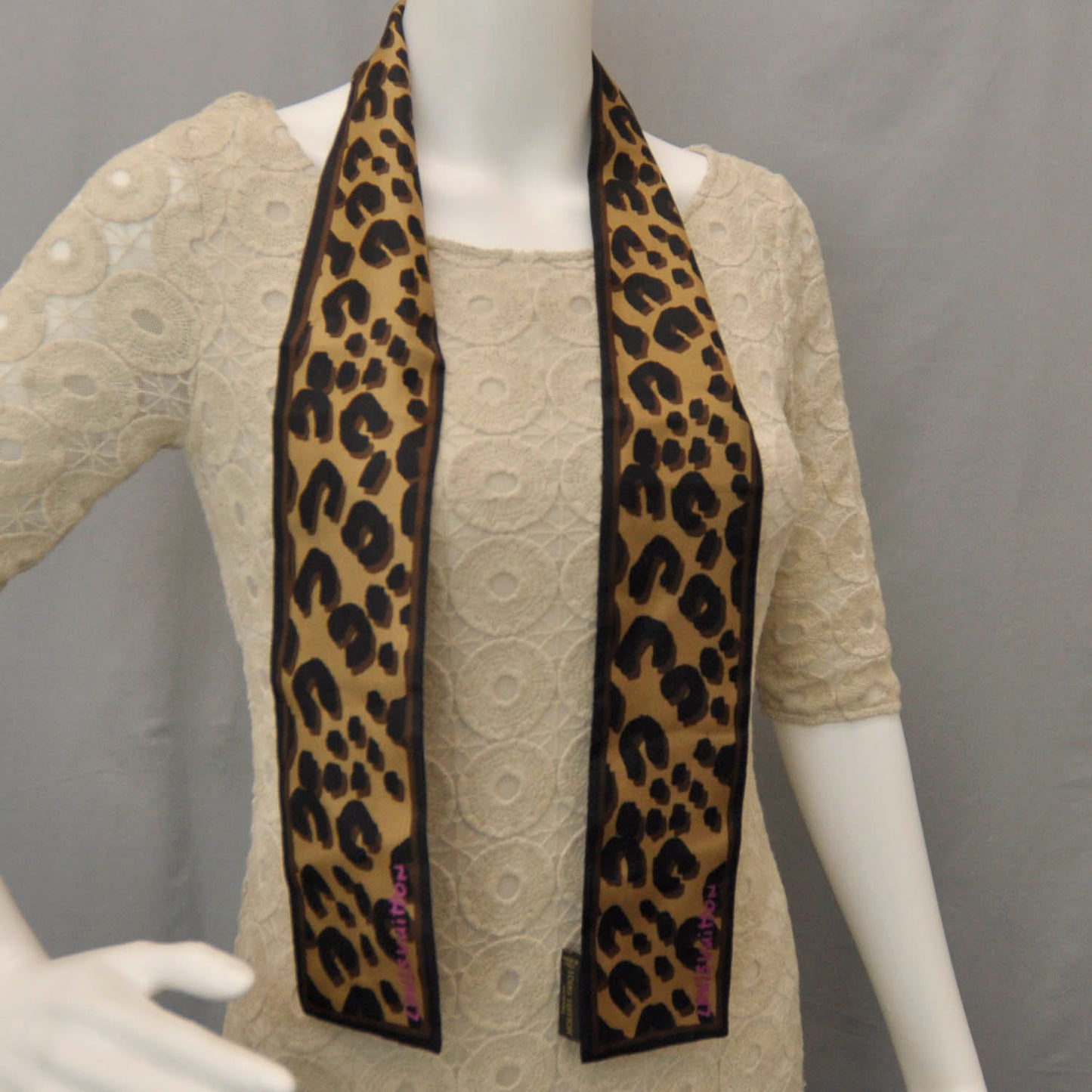 Silk Leopard Bandeau Scarf Marron