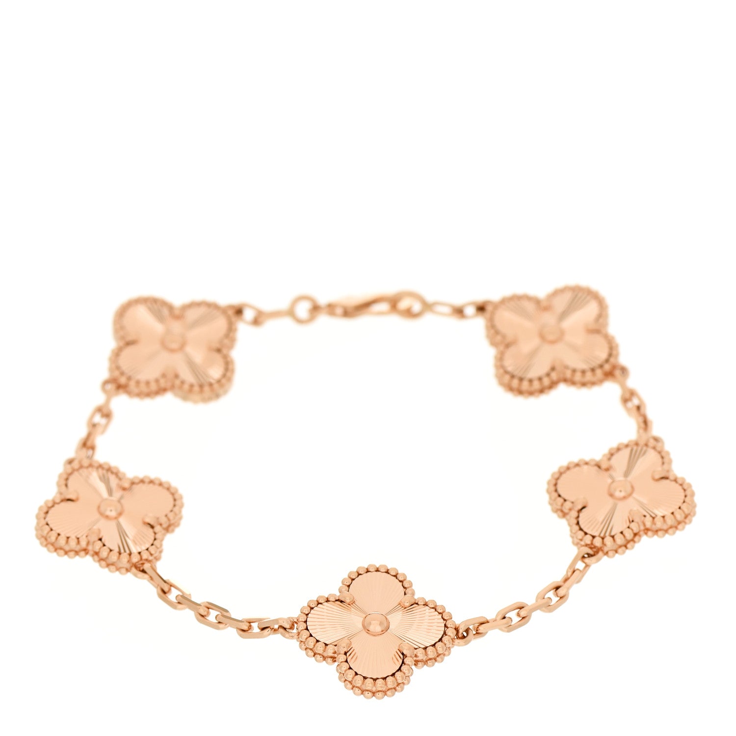 Van Cleef & Arpels 18K Rose Gold 5 Motifs Guilloche Vintage Alhambra Bracelet 1 of 4