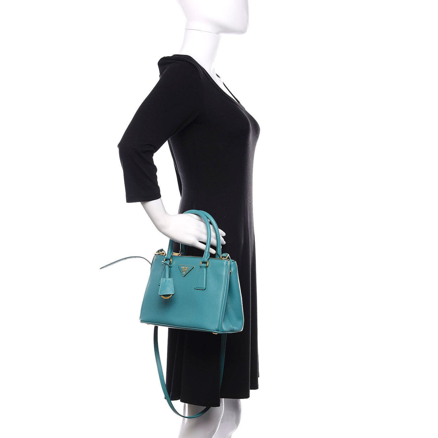 Saffiano Mini Galleria Double Zip Tote Turchese