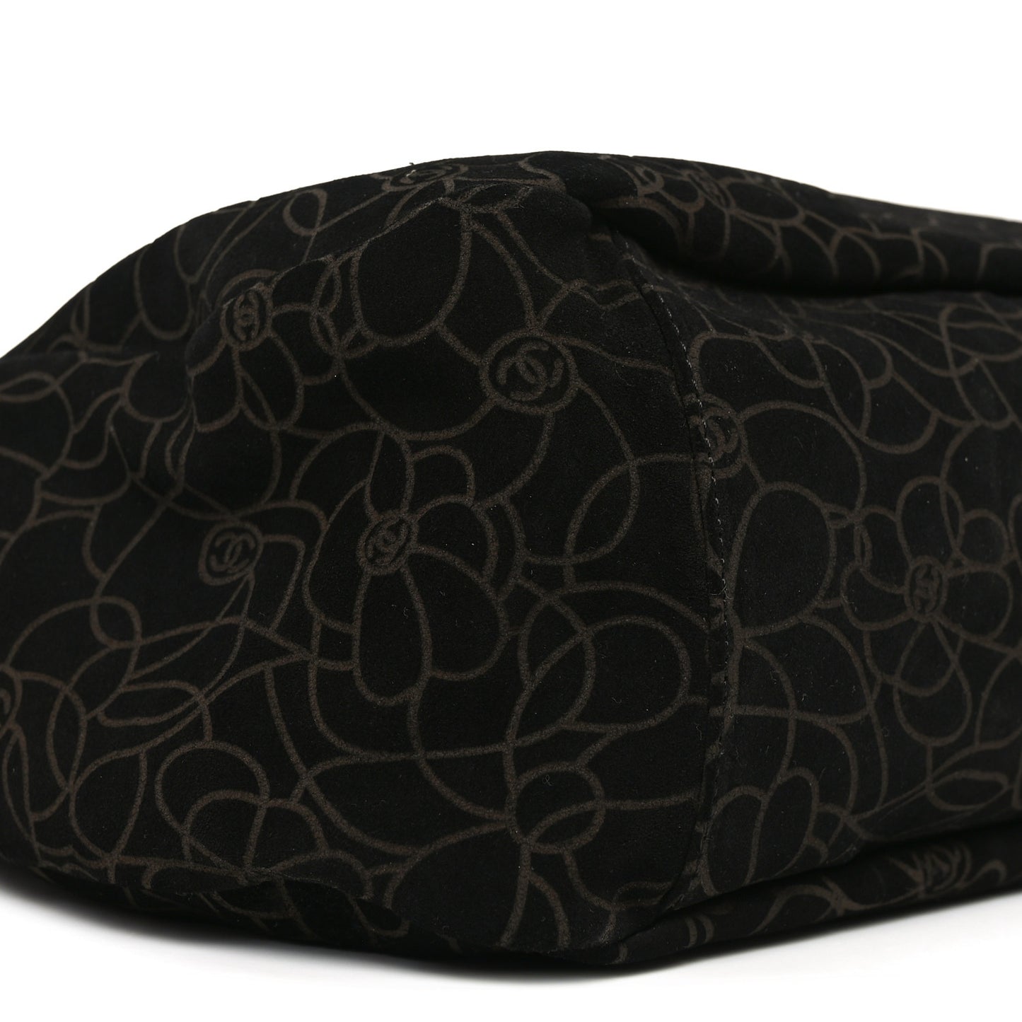 Suede Camellia Hobo Bag Black
